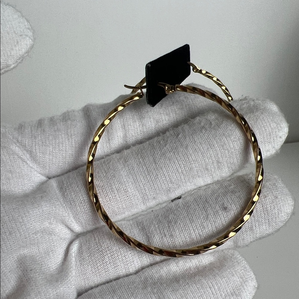 Elegant Gold Hoop Earrings - Picture 9 of 10